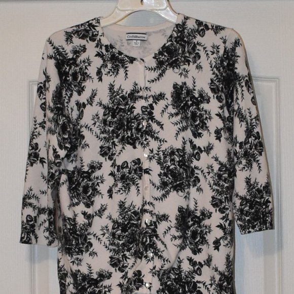 Vintage Croft & Barrow Black & White Cardigan - Picture 1 of 6